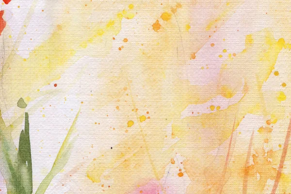 Blommor Rabatten Solljus Blad Akvarell Bakgrund — Stockfoto