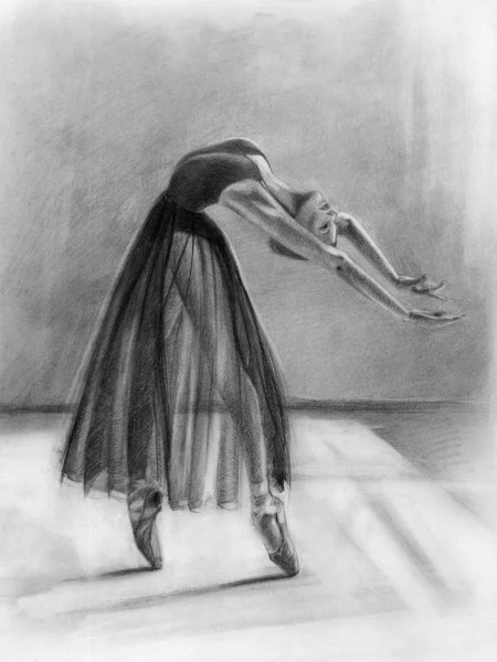 Ballerina Danza Schizzo Arti Grafiche Disegno Matita — Foto Stock