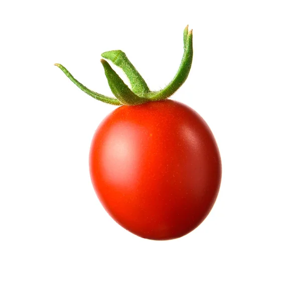 Pequeño tomate rojo aislado sobre fondo blanco —  Fotos de Stock