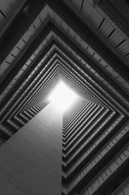 Hong Kong 'da kamu malının yüksek binası. Soyut arkaplan oluşturuluyor
