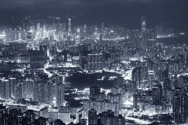 Night secne of aerial view of Hong Kong city — Stock Photo, Image