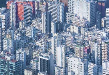 Hong Kong şehir merkezinin hava görüntüsü