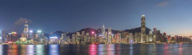 Victoria Limanı Panoraması, Hong Kong Şehri Alacakaranlıkta