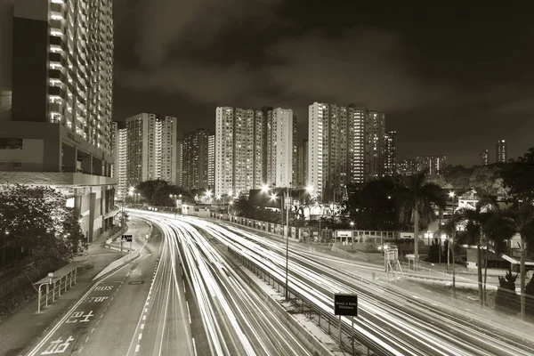밤에 홍콩 시의 번잡 한 교통 체증 — 스톡 사진