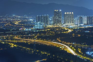 Aerial view of Yuen Long district, New Territories in Hong Kong  clipart