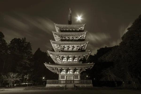 Paisaje nocturno de pagoda histórica en templo Daigoji, Kyoto, Japón — Foto de Stock