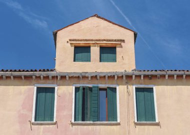 Renkli evde Murano Adası, Venedik, İtalya.