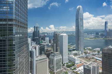 Hong Kong şehrinin hava görüntüsü 