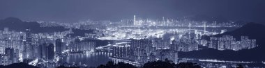 Geceleri Hong Kong 'un Panoraması