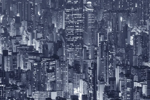 Vista aérea de la ciudad de Hong Kong por la noche — Foto de Stock
