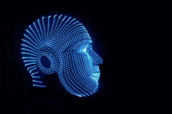 Φωτισμένη Κεφαλή Ρομπότ Που Συμβολίζει Την Έννοια Της Τεχνητής Νοημοσύνης — Φωτογραφία Αρχείου
