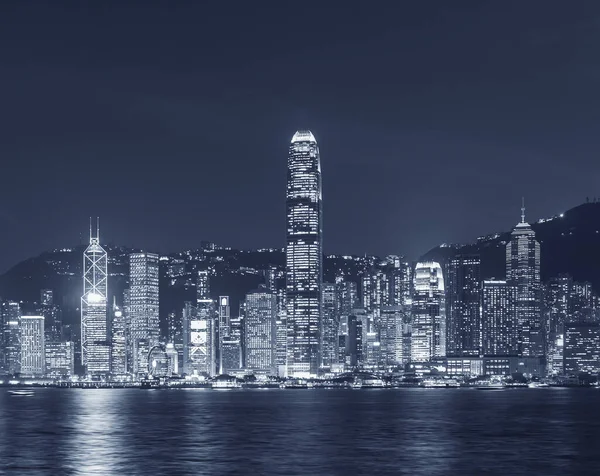 Puerto Victoria Ciudad Hong Kong Por Noche —  Fotos de Stock