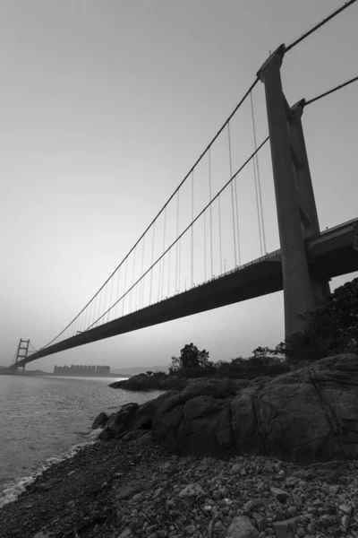 Silhouette Del Ponte Nella Città Hong Kong — Foto Stock