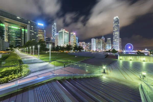 Parque Horizonte Del Centro Ciudad Hong Kong Por Noche —  Fotos de Stock