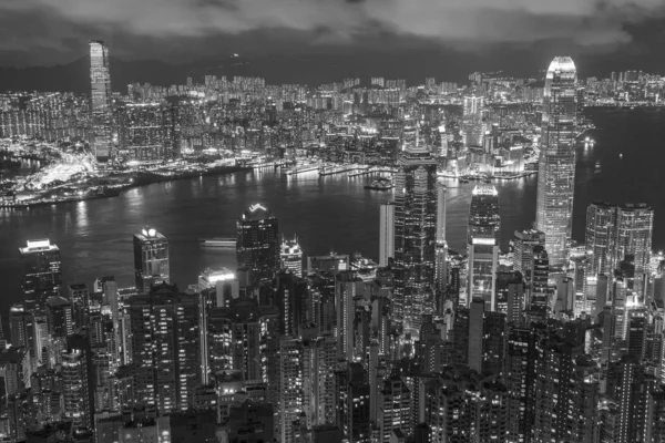 Порт Виктория Гонконге Ночью — стоковое фото