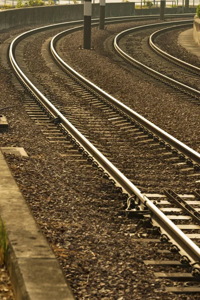Närbild Tomma Järnvägsspår Transportbakgrund — Stockfoto