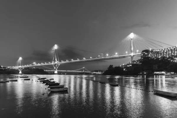 Ting Kau Bridge Tsing Bridge Hong Kong Nachts — Stockfoto
