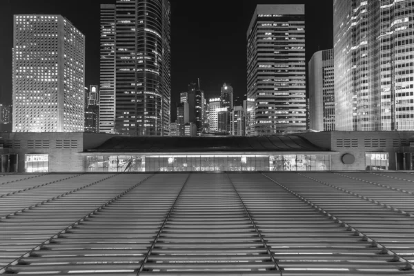 Edifício Escritório Moderno Skyline Cidade Hong Kong Noite — Fotografia de Stock