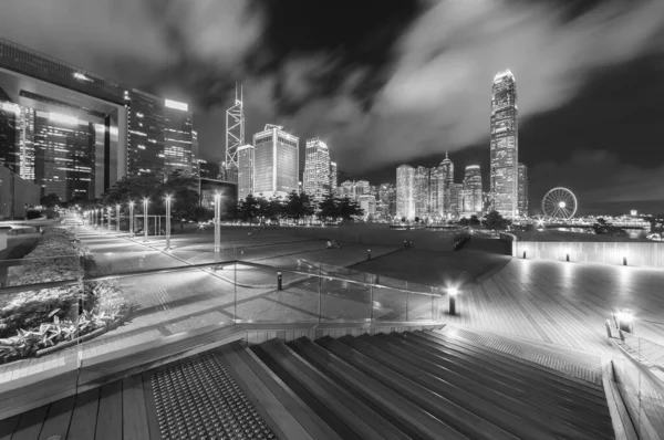 Parque Horizonte Del Centro Ciudad Hong Kong Por Noche — Foto de Stock