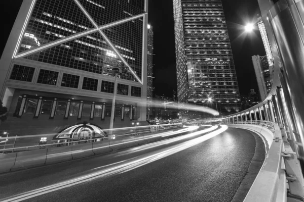 香港市区夜间交通情况 — 图库照片
