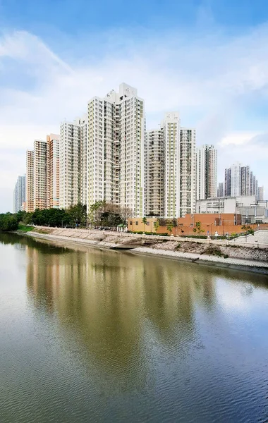 Public estate and river in Hong Kong city