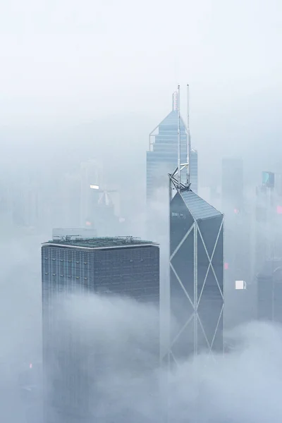 Gratte Ciel Dans Brouillard Hong Kong — Photo
