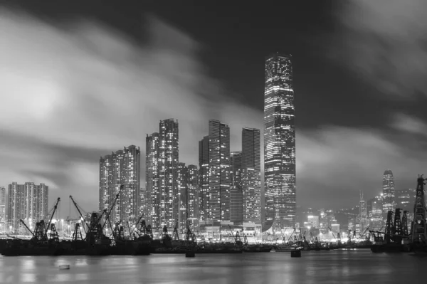 Scène Nocturne Skyline Port Hong Kong — Photo