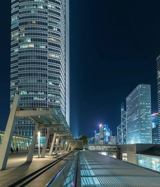 Modern Office Building Skyline Hong Kong City Night — Stock Photo, Image