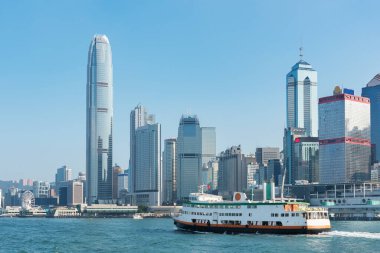 Hong Kong 'daki Victoria Limanı' nın silüeti.