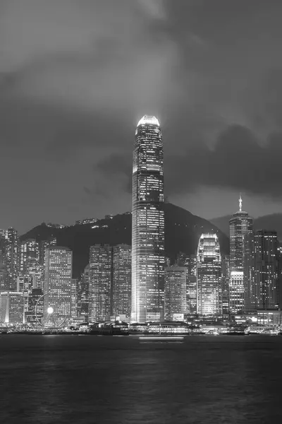 Skyline Victoria Harbor Hong Kong City Noci — Stock fotografie