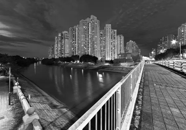 Toronyház Lakóépület Hong Kong Városban Alkonyatkor — Stock Fotó
