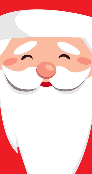 Лицо Санта-Клауса с персонажем мультфильма про бороду. Счастливого Рождества и счастливого нового года. Дизайн для поздравительной открытки, баннера, плаката с копировальным местом. Векторная иллюстрация
