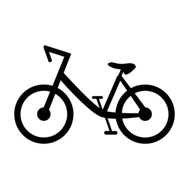 Bisiklet çizgisi simgesi, bisiklet ve spor, bisiklet tabelası, beyaz arka planda doğrusal desen. Siyah siluet. Grafik ve web tasarımı için vektör illüstrasyonu