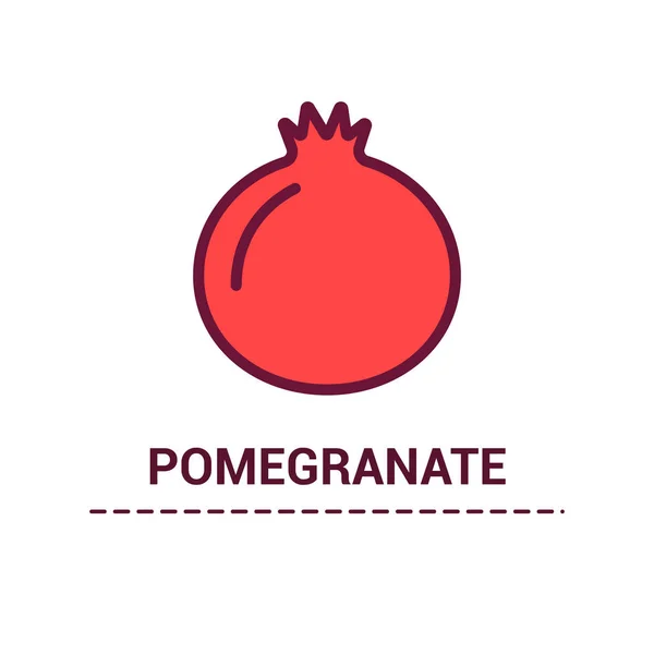 Icône de grenade de couleur plate. Silhouette rouge d'un fruit exotique avec trait modifiable. Illustration vectorielle grenat isolée sur fond blanc . — Image vectorielle