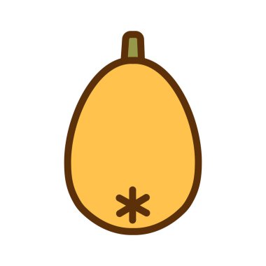 Japon lokuatı ya da medlar. Beyaz arka planda izole edilmiş tek deniz dikenli üzümünün renkli düz simgesi. Düzenlenebilir inme ile egzotik meyve illüstrasyonu.