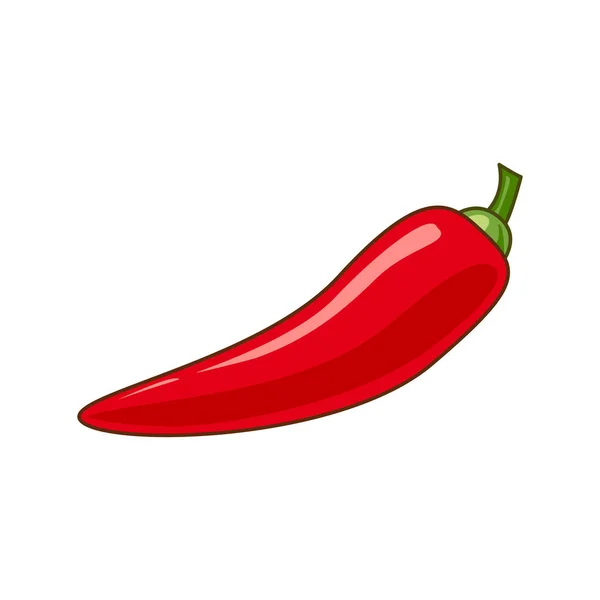 Rode Chili Peper Met Een Pod Vector Illustratie Geïsoleerde Witte — Stockvector