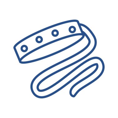 Köpekler önden gider. Köpek tasmasının ince çizgi vektör simgesi. Düzenlenebilir Vuruş. Askı ve boynunda süsleme olan uzun dalgalı bir tasma. Piksel mükemmel doğrusal simgeler, kontur sembolleri. İzole edilmiş taslak çizimler.