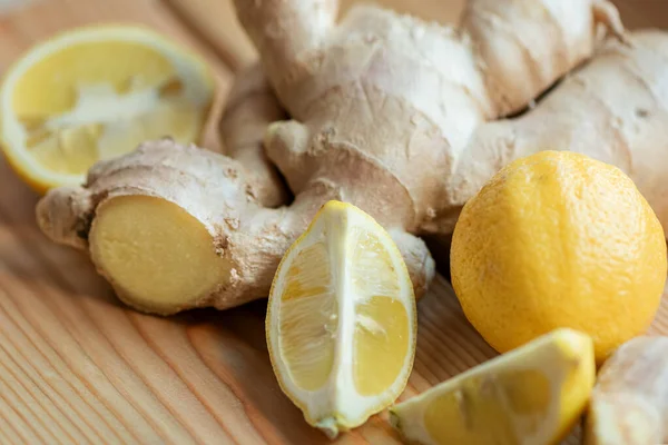 Ginger root and lemon. Natural and tasty cold remedies