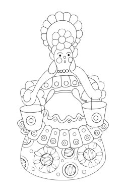 Bir headdress kız. Dymkovo oyuncak.