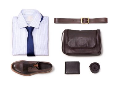 Beyaz arka plan üzerinde izole office giysi koleksiyonu.