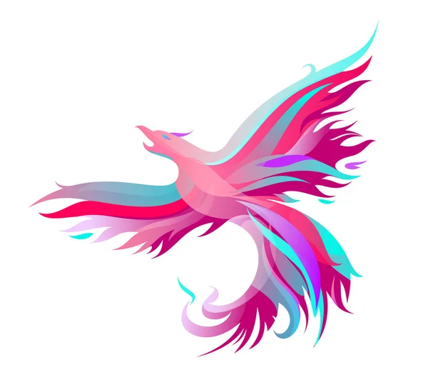 Fiery phoenix in bright colors. — Stock Vector