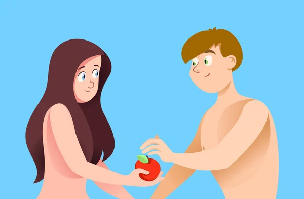 Adamo ed Eva su sfondo blu . — Vettoriale Stock