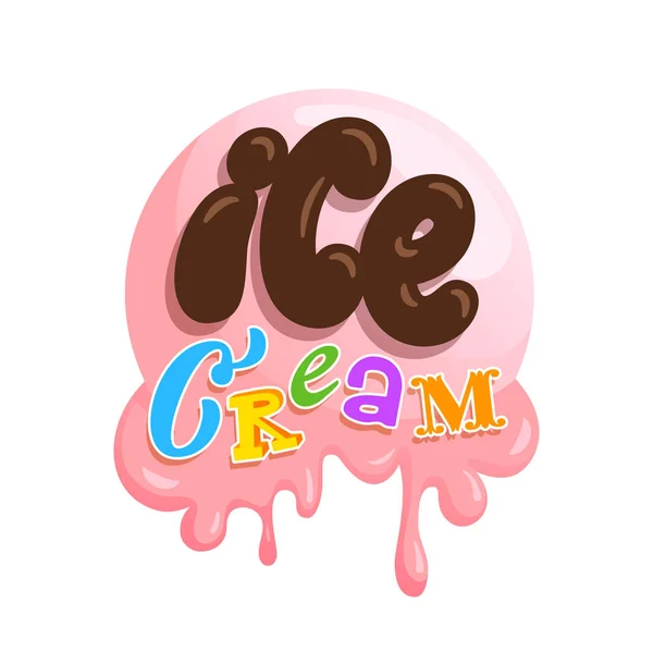 Ice cream hand drawn lettering in cartoon style. — Stock Vector