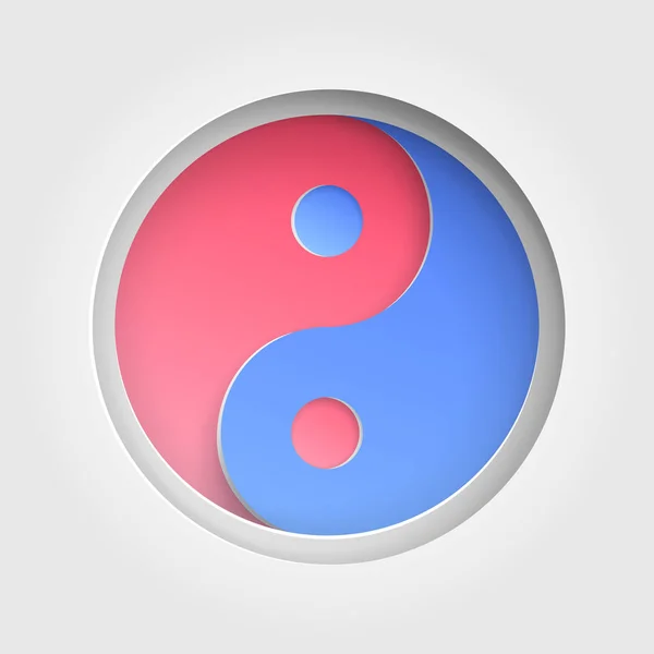 Yin yang sinal ícone recorte papel fundo — Vetor de Stock