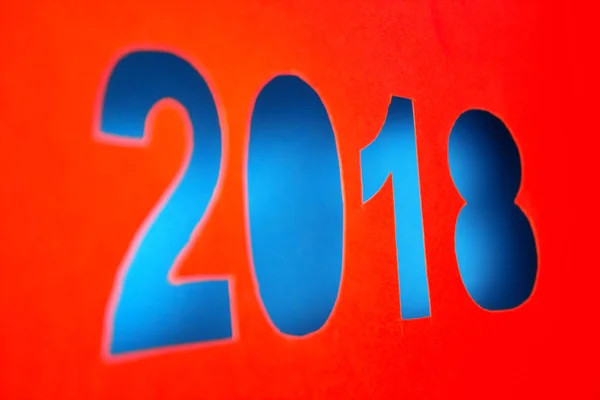 Новий рік 2018 вирізаний з червоного паперу — стокове фото