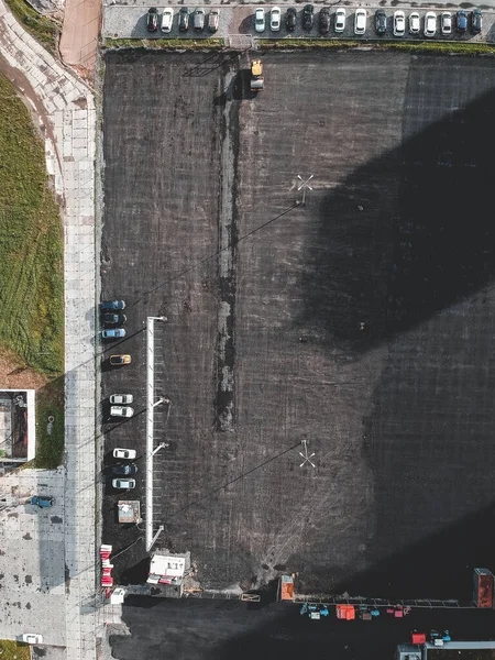 ( 영어 ) aerialphoto road paver, asphalt paver, roller, Flatley. — 스톡 사진