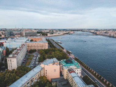 Aerialphoto vintage fırkateyn yelkenli gemisi. St. Petersburg, Rusya. Düz