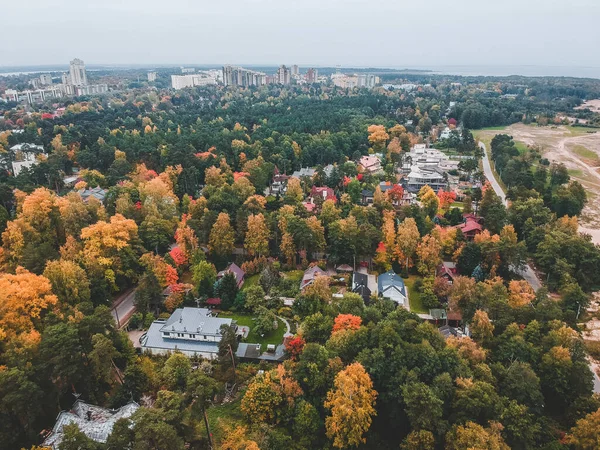 Aerialphoto předměstí Petrohradu. Venkovské domy, lesy, pobřeží Baltského moře. — Stock fotografie