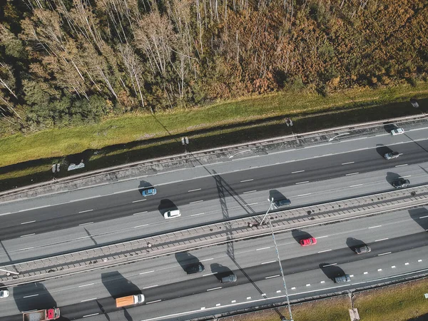 Aerialphoto high-speed roads, cars, Flatley. — Stock Photo, Image