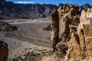 Ulusal Park 'taki volkan ve çöl manzarası. Tenerife, Kanarya Adaları
